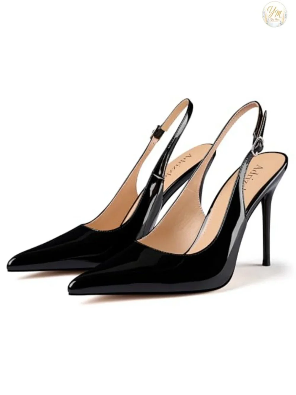 Slingback Heels for Women Stiletto High Heels 4 Inch Pointed Toe Pumps Patent